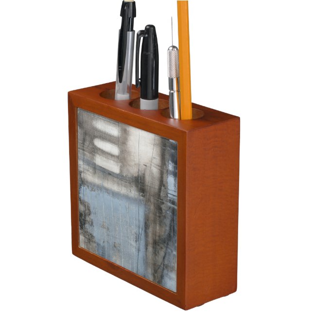 Abstract Grey & Blue Painting Pencil Holder (In Situ)