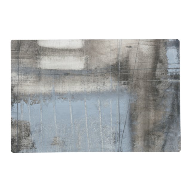 Abstract Grey & Blue Painting Placemat (Front)