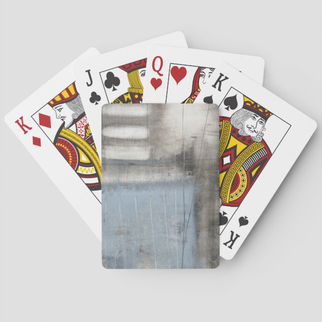 Abstract Grey & Blue Painting Poker Cards (Back)