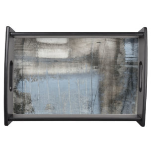 Abstract Grey & Blue Painting Serving Tray
