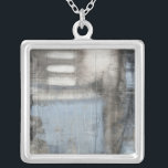 Abstract Grey & Blue Painting Silver Plated Necklace<br><div class="desc">A Jennifer Goldberger abstract grey and blue painting. It looks like a cloudy day that could turn into a rainstorm. If you love modern art then this is the print for you. Pick one up today!</div>