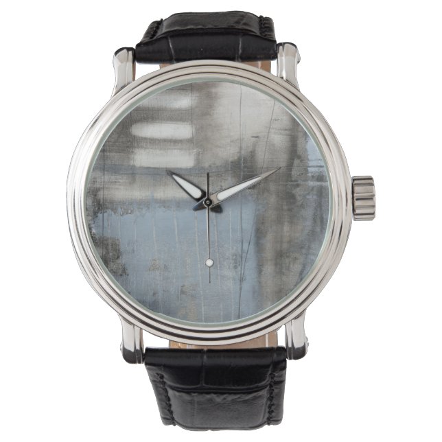 Abstract Grey & Blue Painting Watch (Front)