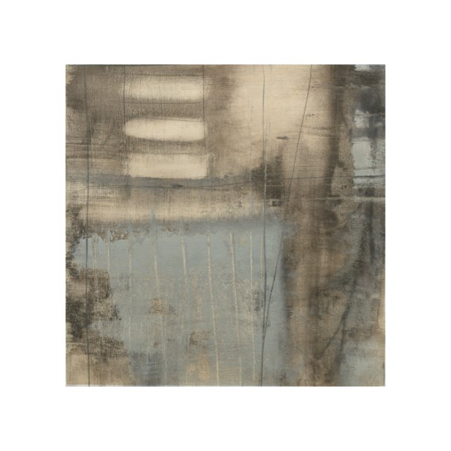 Abstract Grey & Blue Painting Wood Wall Art (Front)