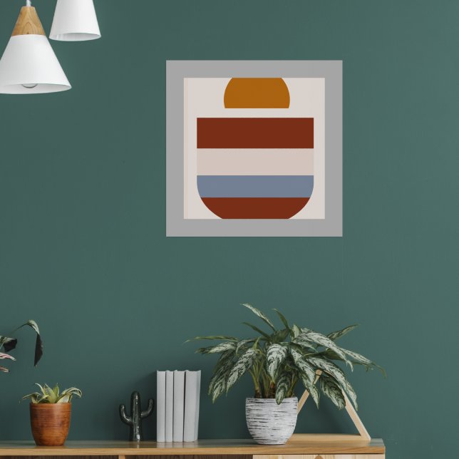 Abstract grey bordo natural colors poster (Living Room 1)