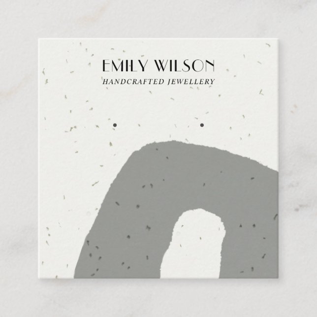 ABSTRACT GREY CERAMIC TEXTURE STUD EARRING DISPLAY SQUARE BUSINESS CARD (Front)