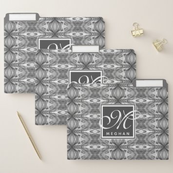 Abstract Grey Kaleidoscope Patterned - Monogram