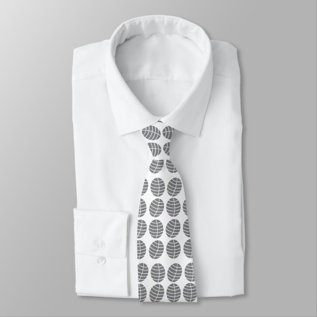 Abstract Grey Leaves Pattern Neck Tie (Tied)