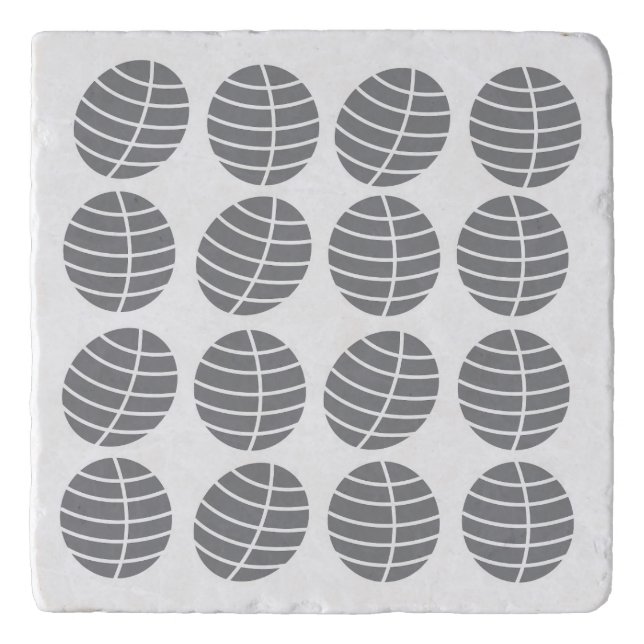 Abstract Grey Leaves Pattern Trivet (Front)