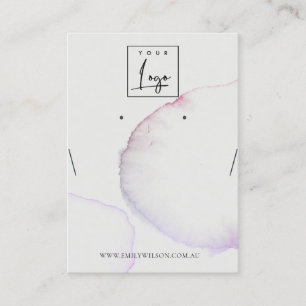 Abstract Grey Pink Purple Earring Necklace Display Business Card