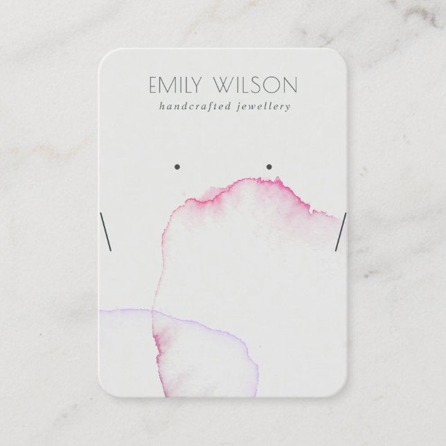 Abstract Grey Pink Purple Earring Necklace Display Business Card (Front)