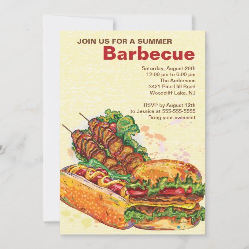Abstract Grilling Summer Barbecue Party Invitation