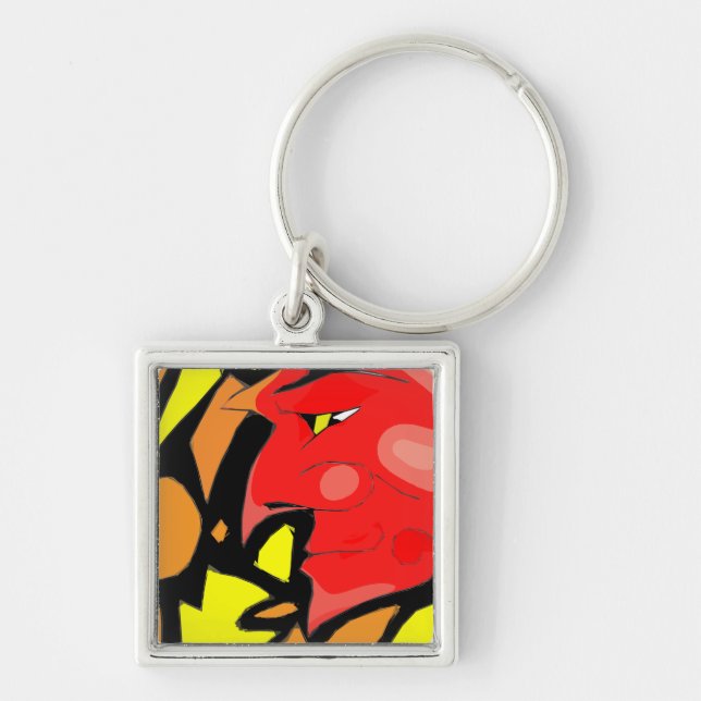 Abstract Grinning Devil Art Keychain (Front)