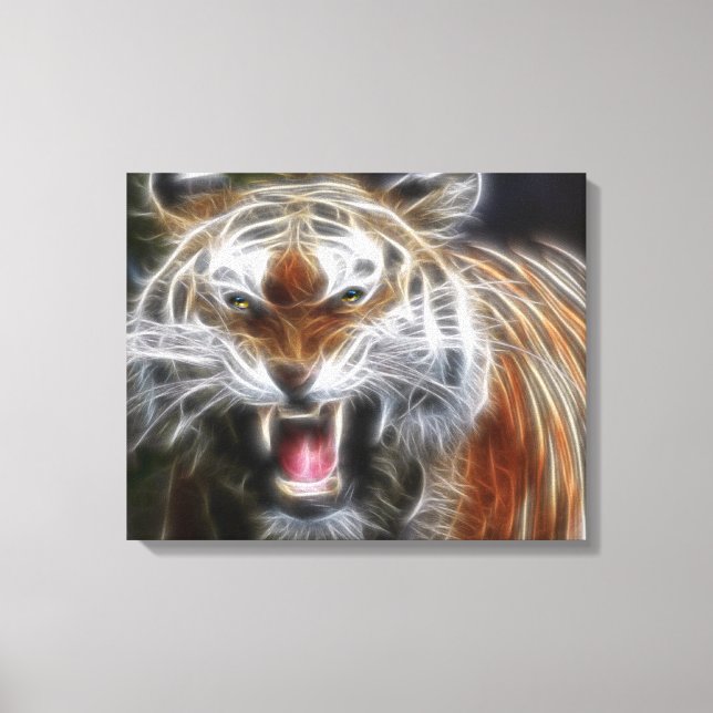 Abstract Growling Tiger Wrapped Canvas (Front)