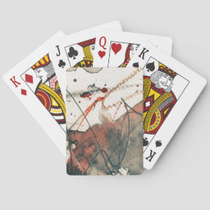 Abstract grunge background, ink texture. 5 poker cards