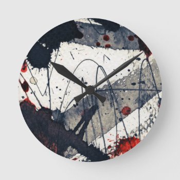 Abstract Grunge Background  Ink Texture. Round Clock by watercoloring at Zazzle