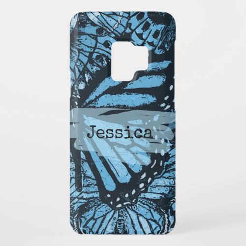 Abstract Grunge Blue Butterfly Art Personalised Case_Mate Samsung Galaxy S9 Case