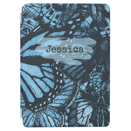 Abstract Grunge Blue Butterfly Art Personalised iPad Air Cover