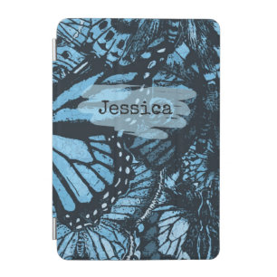 Abstract Grunge Blue Butterfly Art Personalised iPad Mini Cover