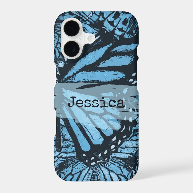 Abstract Grunge Blue Butterfly Art Personalized Case-Mate iPhone Case (Back)
