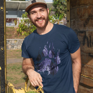 Abstract Grunge Blue Grizzly Bear Paw Claw T-Shirt