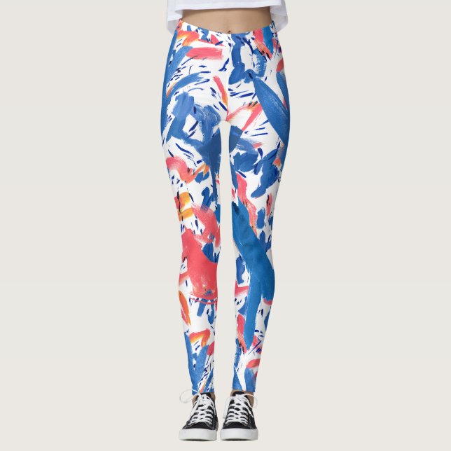 Abstract Grunge Floral Pattern  Leggings (Front)