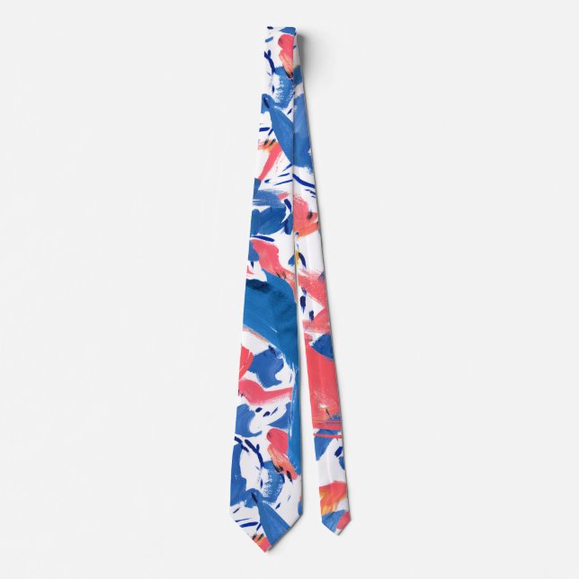Abstract Grunge Floral Pattern  Neck Tie (Front)