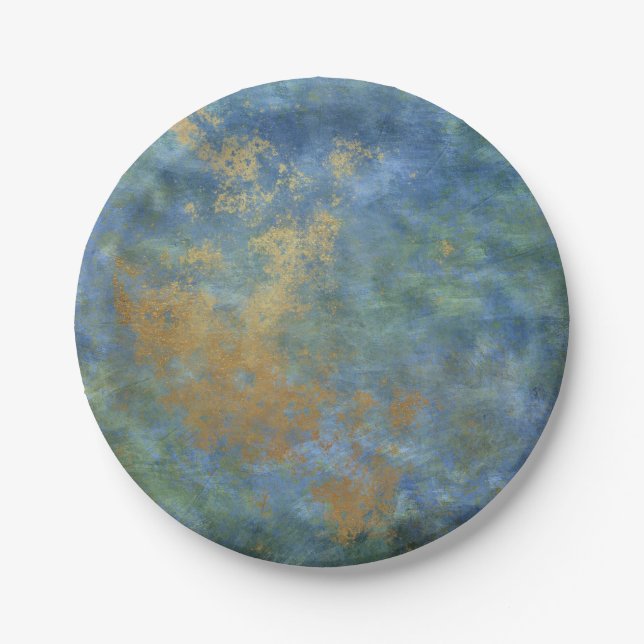 Abstract grunge gold textures paper plates (Front)