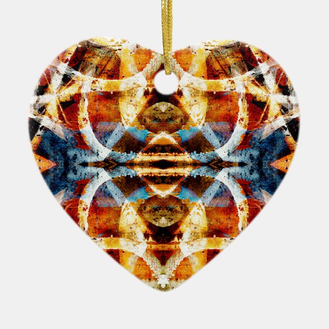 Abstract grunge graffiti pattern ceramic ornament (Front)