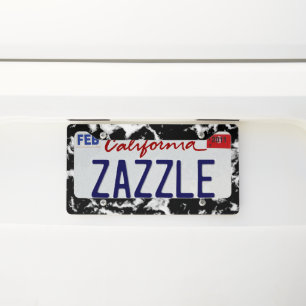 Abstract Grunge Marble - Black and White License Plate Frame