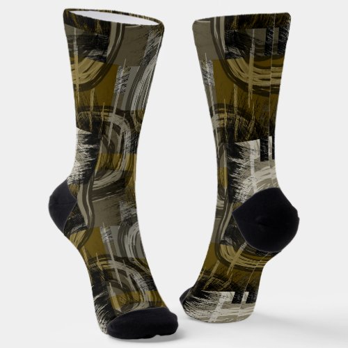 Abstract grunge monochrome brown socks