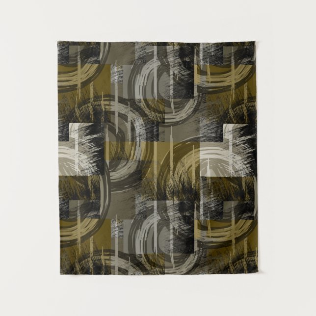 Abstract grunge, monochrome brown tapestry (Front)