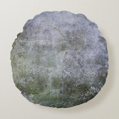 Abstract Grunge Moss Covered Concrete Wall Texture Round Pillow