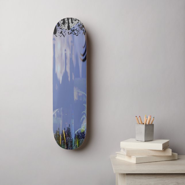 Abstract Grunge Paint Drip Blue Cool Tones Skateboard (Wall Art)