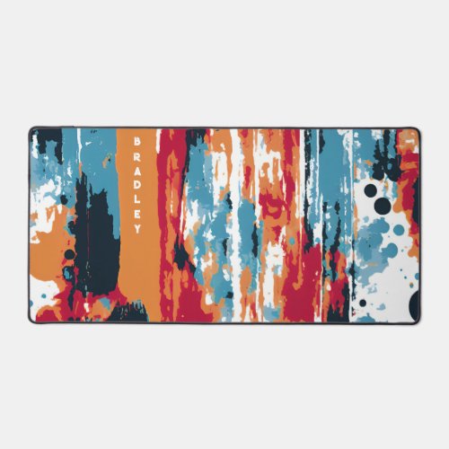 Abstract Grunge Paint Modern Personalized Name Desk Mat