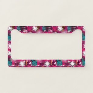 Abstract Grunge Pattern with Dandelion License Plate Frame
