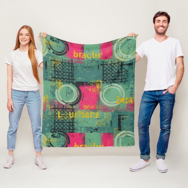 Abstract Grunge Pattern with Geometric Shapes Fleece Blanket (In Situ)
