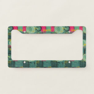 Abstract Grunge Pattern with Geometric Shapes License Plate Frame