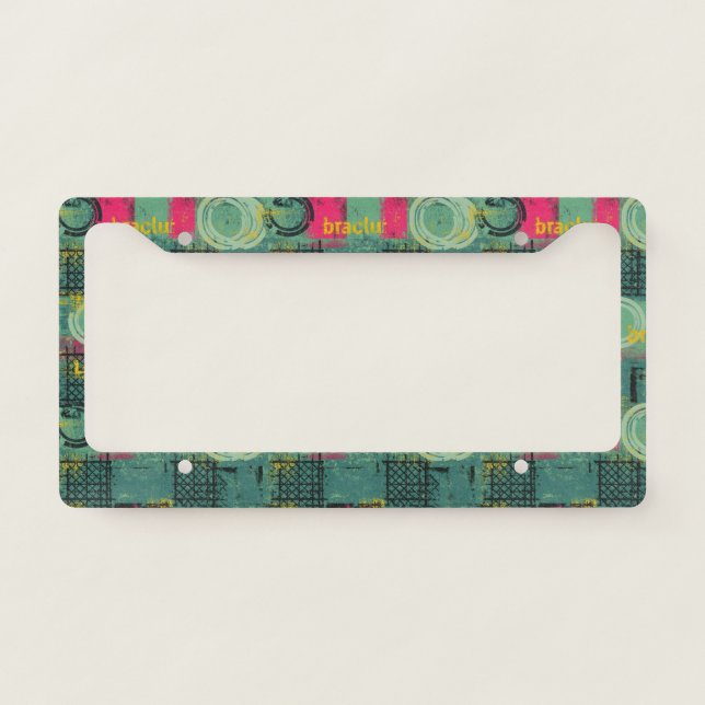 Abstract Grunge Pattern with Geometric Shapes License Plate Frame (Front)