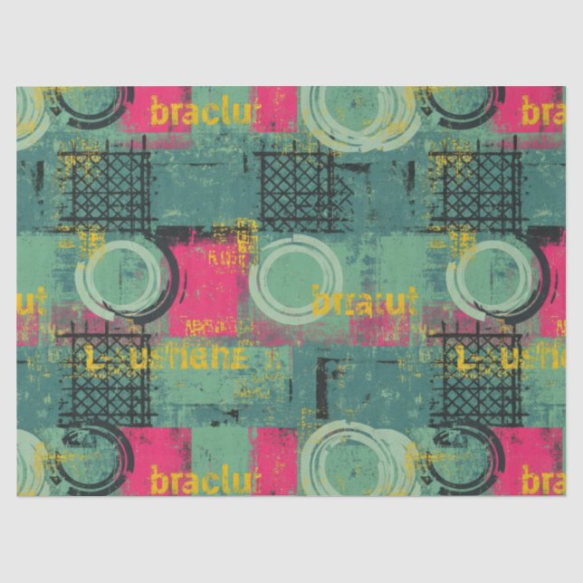Abstract Grunge Pattern with Geometric Shapes Tissue Paper (Front)