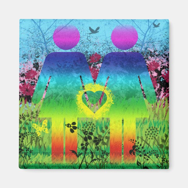 Abstract Grunge Rainbow Love Magnet (Front)