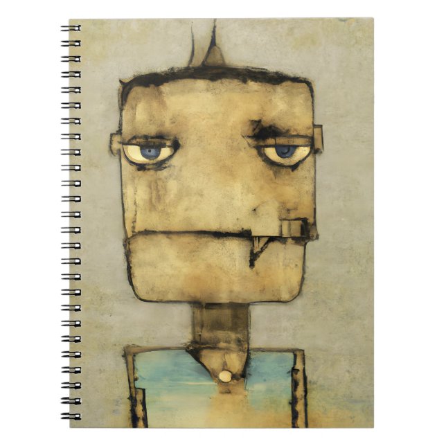 Abstract Grunge Robot Face Notebook (Front)