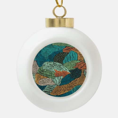 Abstract Grunge Seamless Pattern Design Ceramic Ball Christmas Ornament
