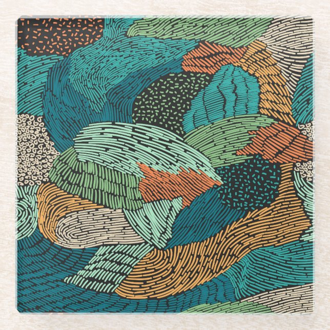 Abstract Grunge: Seamless Pattern Design. Glass Coaster (Front)