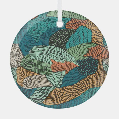 Abstract Grunge Seamless Pattern Design Glass Ornament