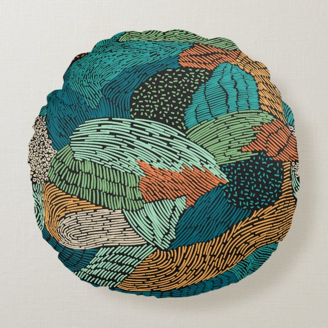 Abstract Grunge: Seamless Pattern Design. Round Pillow (Front)