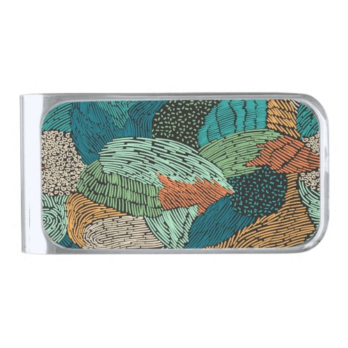 Abstract Grunge Seamless Pattern Design Silver Finish Money Clip