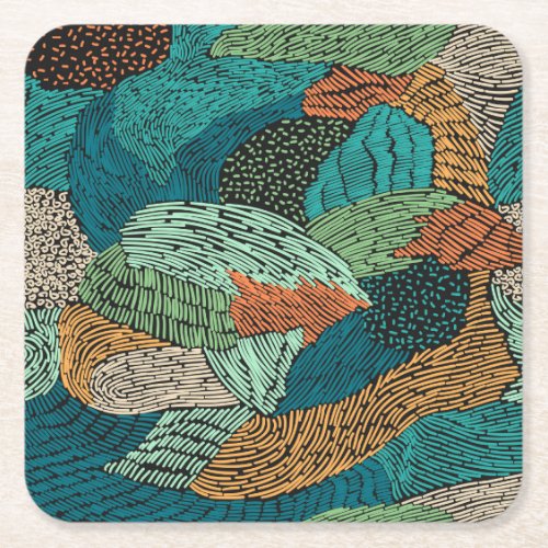 Abstract Grunge Seamless Pattern Design Square Paper Coaster