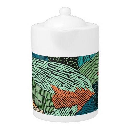 Abstract Grunge Seamless Pattern Design Teapot