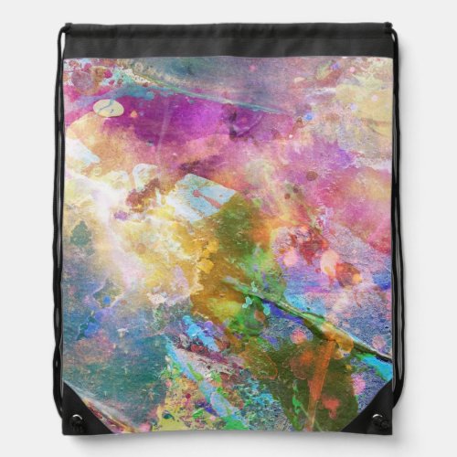 Abstract grunge texture with watercolor paint 3 drawstring bag