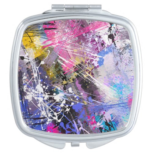 Abstract Grungy Colorful Paint Compact Mirror